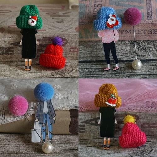 2 Pcs Gifts New Coming Models Girl Brooches Kawaii Pompom Wool Ball Pins T-shirt Accessories Woman Cute Brooches For Girlfriend