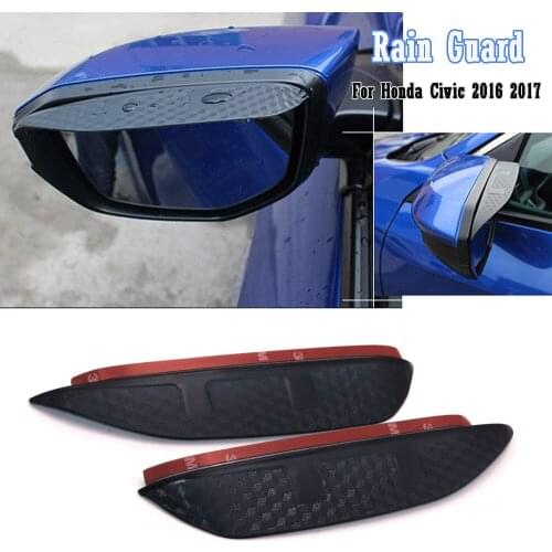 2x Rearview Mirror Rain eyebrow Rain Cover Side Door Mirror Rain Guard Fit For Honda Civic 2016 2017 Snow Shield Sun Shade Cover