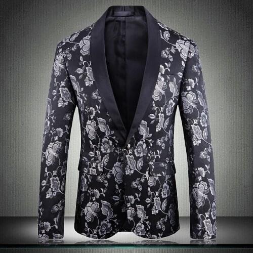 2021 Blazer Man Luxury Jacquard Mens Party Blazers Flower Blazer Men Plus Size 4xl 5xl Slim Fit Mens Blazers And Suit Jackets