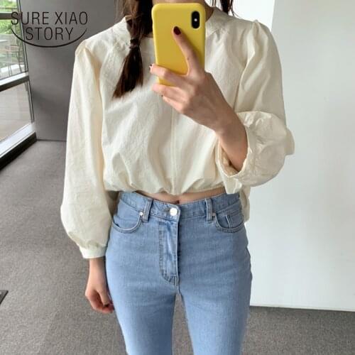 2021 New Fall Apricot Blouse Ruffle Sashes Casual Women Clothes Long Sleeve Shirt Women Blouses Shirts Chemisier Femme 10102