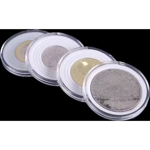 40 Clear Adjustable Round Coin Cases Holder Capsules Container with Foam Gasket for Coins Medals Collection Handicraft Toys