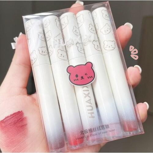 5Pcs Matte Velvet Lip Glaze Set Waterproof Not Easy To Fade Non-stick Cup Lipstick Women Gift Lip Gloss Makeup Cosmetic TSLM1
