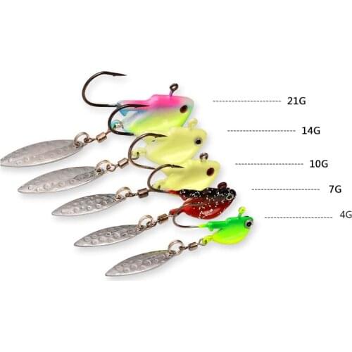 5pcs Fishing Jig Head Lure Hook with Spinner Metal Spoon Fishhooks 7g/10/14g/21g Lead Weights Hooks for Soft Lures wobblers pike