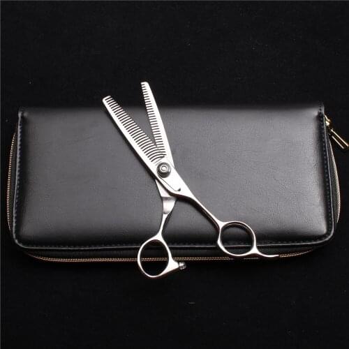 6" 17cm Japan 440C Customized Logo Thinning Scissors Barber Makas Haircut Set Professional Hair Scissors Double Side Teeth C2002