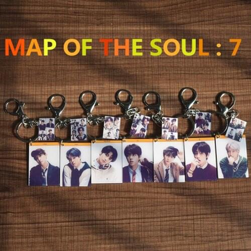 7 sets/lot Kpop boys map of the soul 7 JIMIN SUGA JHOPE JIN JUNGKOOK new album acrylic DIY keychain keyring pendant toy gift