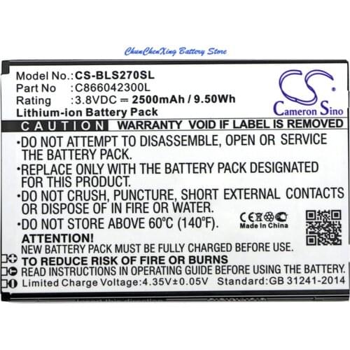 Cameron Sino 2500mAh Battery C866042300L for BLU S270Q, Studio C 8.8