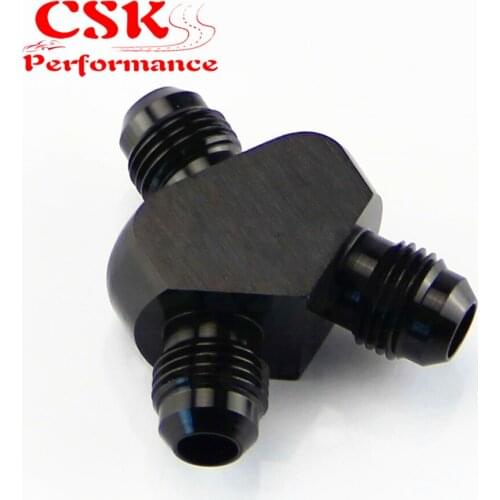 AN6 To -6AN X 2 Aluminium Y block Adapter Fittings Y Adapter Black