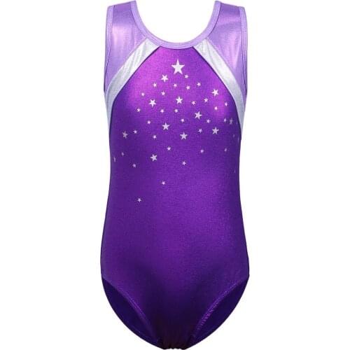 BAOHULU Girls Ballet Leotard Star Pattern Five Colors Gymnastics Leotard High Quality Sleeveless Ballerina Performance Bodysuit