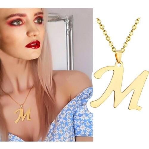 26 Letter Necklaces Stainless Steel Gold/Silver Color Choker Initial Pendant Necklace Women Alphabet Chains Jewelry