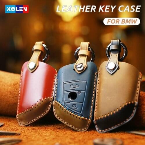 Genuine Leather Car Smart Key Case Keychain Cover Fob For BMW X1 X3 X5 X6 1 2 5 7 Series F15 F16 E53 E70 E39 F10 F30 G30 F48 G11