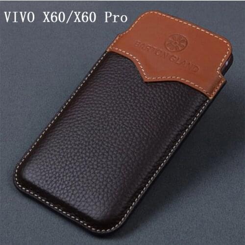 VIVO X60 Case Genuine Leather Phone Pouch for VIVO X60 Pro Protective Bag Sleeve funda skin for VIVO X60Pro Cow Leather Cover