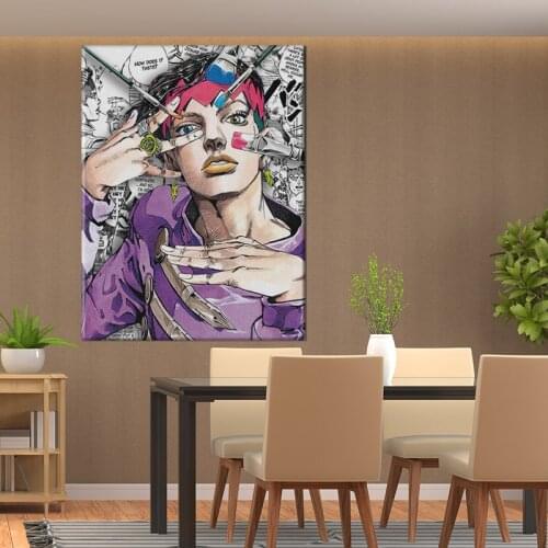 Home Decor Jojo S Bizarre Poster Wall Art Rohan Kishibe Canvas Prints Japan Anime Painting Picture For Living Room Modular Frame
