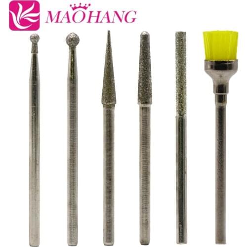 6pcs/lot Diamond Nail Art Drill Bit Milling Cutter Cuticle Clean Electric Drill Manicure Pedicure Machine Accessory File Burr