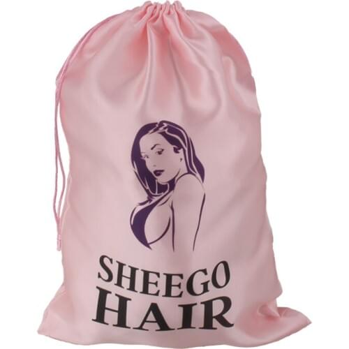 Customized logo printing women virign hair wigs packaging satin bags,custom hair extension bundles packaging storage bag 28X40cm