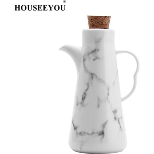 HOUSEEYOU Nordic Olive Oil Pot Bottle Vinegar Soy Sauce Dispenser High Grade Bottles Stone Style Bone China Cearmic Kitchen Tool