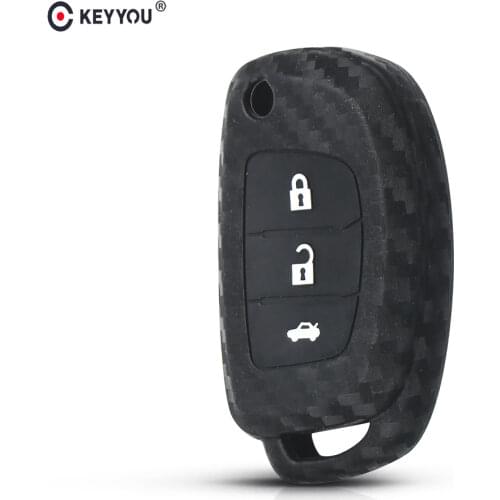 KEYYOU 10pcs Car Smart Key Cover Carbon Silicone Case For Hyundai Creta Tucson Santa Elantra Sonata i20 i30 i40 i25 ix35