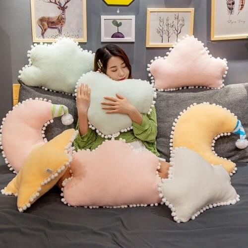 Hot Candy Colors Sky Series Cloud Moon Star Crown Heart Plush Pillow Soft Cushion Kids Sofa Home Decor Birthday Gift For Girl