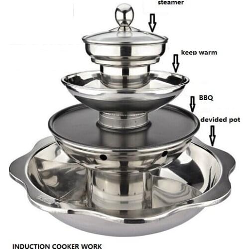 Thickening stainless steel steam hot pot soup multi-layer casserole