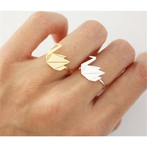 Fashion Papercranes rings Plane Geometry Folding Paper Rings for Women