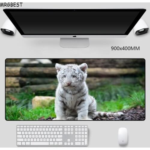 MRGBEST Mouse Pad Large Tiger Photo Thermal Transfer Anti-slip with Locking Edge Rubber Pads PC Laptop Desk Mat for Game Player