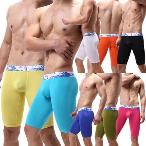 Mens Boxer Shorts Sexy Bugle Pouch Underwear Sprots Fitness Leggings Shorts Skin Tight Quick Dry Short Pants Nightwear