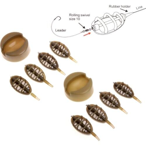 Set Of Fishing Feeding Quick Release Method Plastic Mold Lead Feeder Bait Tools