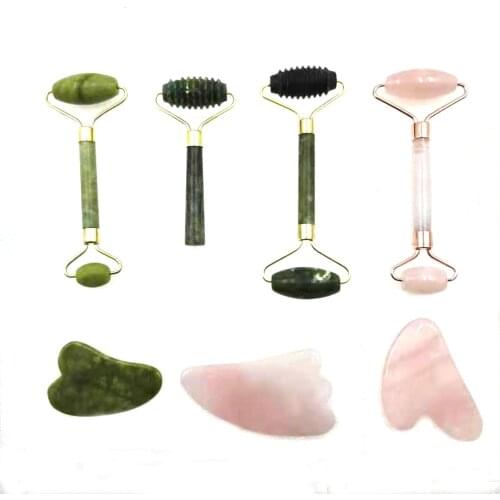 Natural Skin Care Tools Facial Massage Roller Guasha Board Double Heads Jade Stone Face Lift Relaxation Slimming Beauty Neck