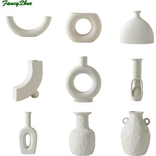 Nordic Ceramic Vase Home Decoration Ornaments Crafts Vegetarian Ceramic Flower Pot Art Vases Home Decoration Ornament Gifts