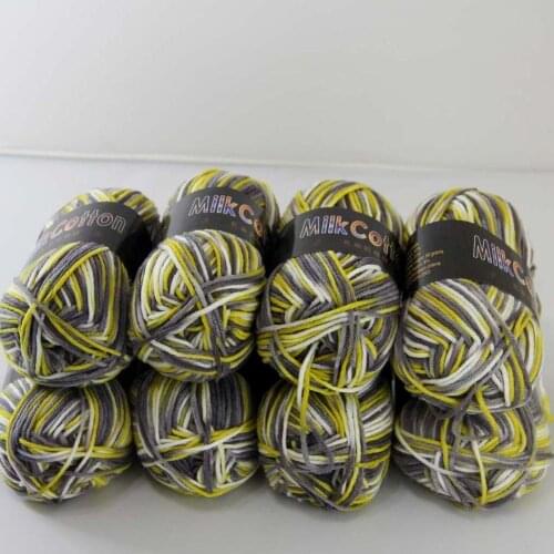 Sale 8ballsx50g Soft Cotton Baby Yarn New Hand-dyed Wool Socks Scarf Knitting Gray yellow mixed 2075-18-8