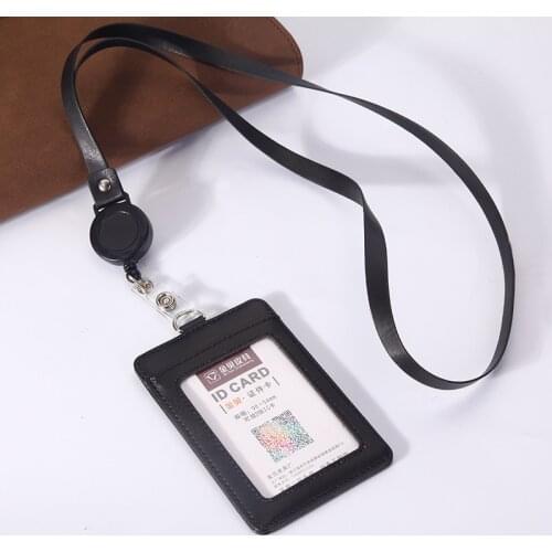 NEW custom card badge holder lanyard leather work ID Card holder multi-card bus access control work card holster