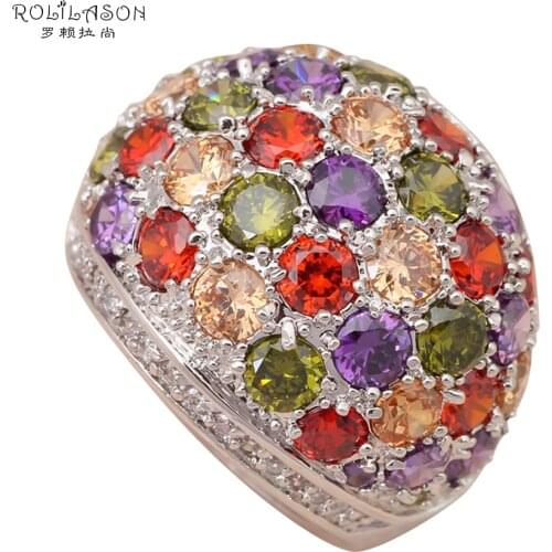 Huge Luxury Designe Color Zirconia Crystal gold tone Rings for women fashion jewelry USA size 6.5 8 JR1131