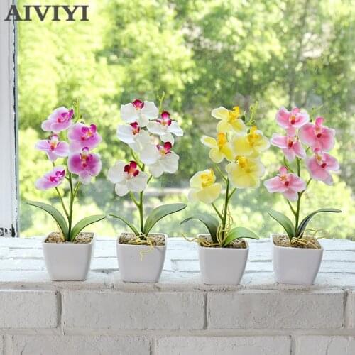Five Flower Phalaenopsis Bonsai Orchid Wedding Garden Home Decor Plantas Flowers Artificiales Para Decoracion Silk
