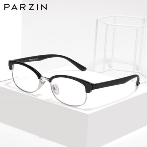 PARZIN Myopia Glasses Frame Men Vintage TR90 Half Optical Glasses Frames Prescription Eyeglasses 5026