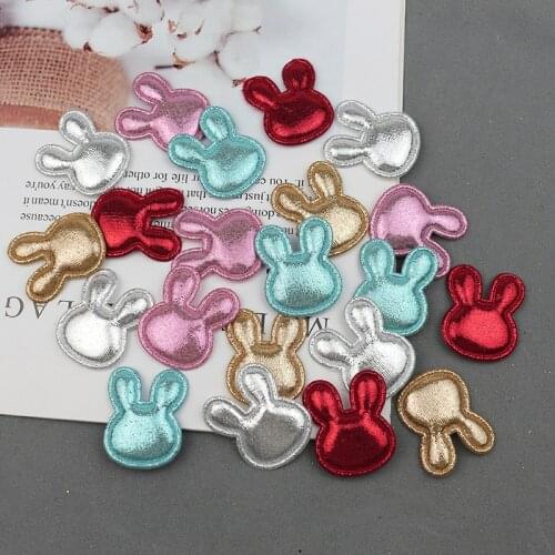 50 Pcs 3.5CM Flat Embossed Rabbit Ears Appliques DIY Hat Gloves Clothes Leggings Fabric Sewing Headdress Decorative Patches