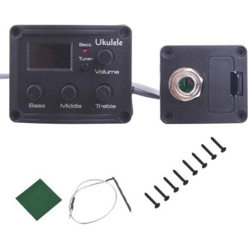 3 Band Electronic Ukulele Preamp Pickup UK Hawaii Mini Guitar EQ Equalize Piezo Pickup with Tuner LCD Pikup Guitar Parts