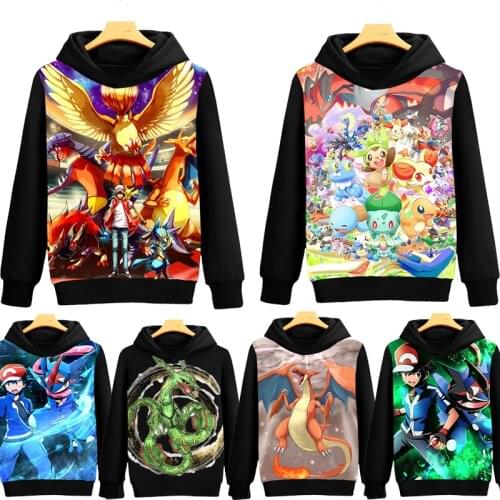 Pokemon Go Pullover Coat Kid Hoodie Sweatshirt Pikachu Cartoon Clothes Autumn Spring Warm Boy Girl Children Christmas Tracksuit