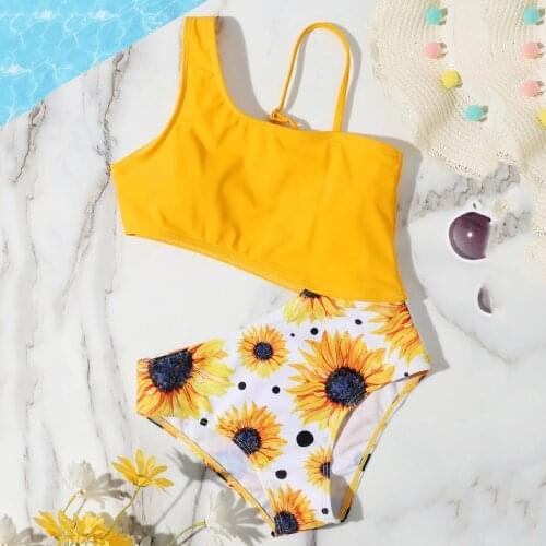 Multiple Styles Baby Swimwear For Girls Sunflower Print Ruffles Hollow Summer Swimwear Swimsuit Bikini Set Outfits Swimsuit