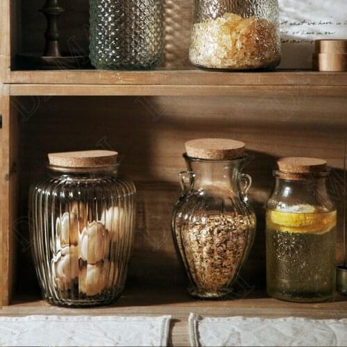 Relief Glass Storage Jar With Lid Candy Tank Cereal Dispenser Jars Tea Caddy Snacks Organizer Canister Coffee Table Decoration