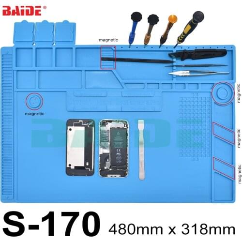 New Arrived S-170 Heat Insulation Silicone Pad Desk Mat Maintenance Platform for BGA Soldering Repair Station Working Mat 30pcs
