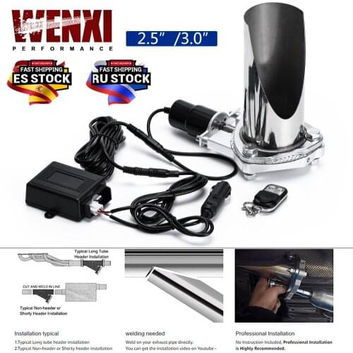 2.5'' / 3.0'' Cutout Stainless Steel Exhaust Cut Out Header Be Cut Pipe Electric Valve Exhaust Tip Muffler Kit WX-CT12/13