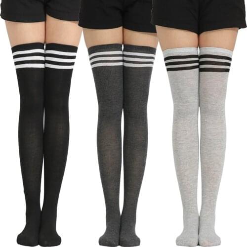 Women Lolita Striped Pants Socks Funny Christmas Gifts Sexy Thigh High Nylon Long Stockings Cute Over Knee Socks For Girls