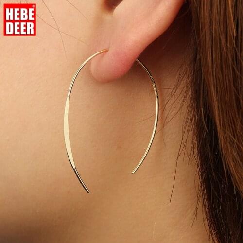 HebeDeer Hoop Drop Earring Simple Women Cute Ear Stud Earrings Girls Yellow Gold Color Lovers Trendy Jewelry Kolczyki Pendientes