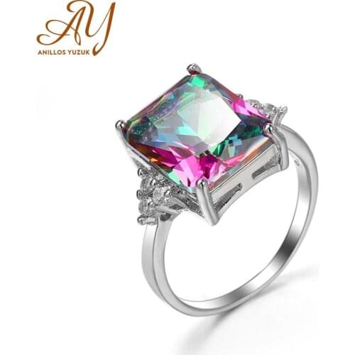 Anillos Yuzuk New Fine Natural Gemstone Ring 925 Sterling Silver Engagement Wedding Rings Blue Purple Zircon Ring For Women