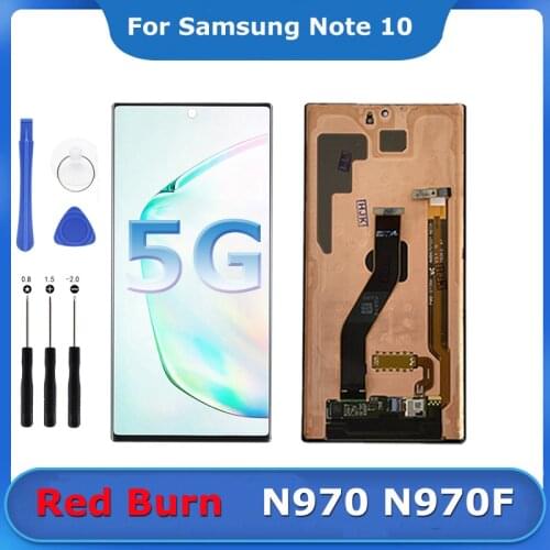Red Burn NOTE10 LCD Display Super AMOLED Touch Screen Digitizer For Samsung Galaxy Note 10 Screen Replacement N970 N970F