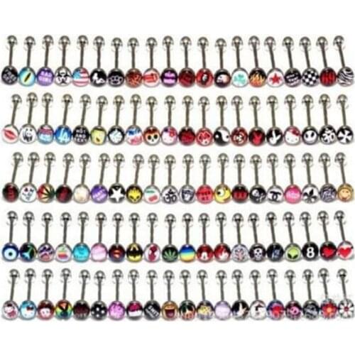 Dome Logo Barbell Various Designs Logo Tongue Ring One of Each 50 Styles Lot of 50pcs Body Jewelry