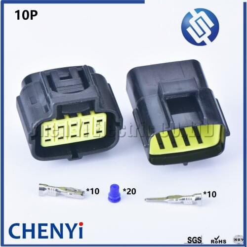 1 sets 10 pin way male female waterproof wire connector auto electrical plug conector 174655-2 174656-7