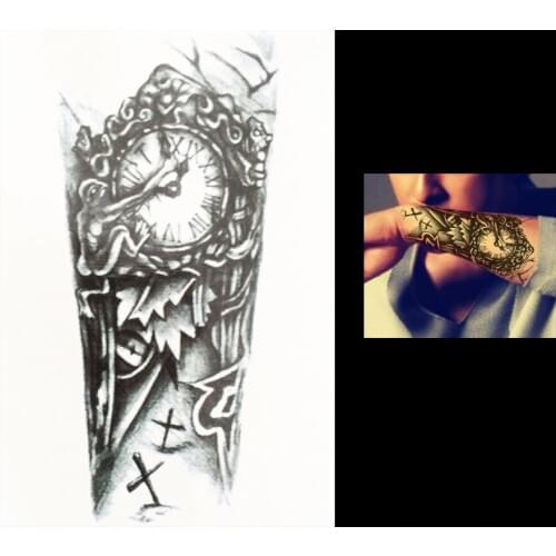 1pc Vintage Temporary Women Men Body Art DIY Tatoo HB035 Waterproof Clock Grave Cross Flower Arm Leg Tattoo Sticker Design Charm