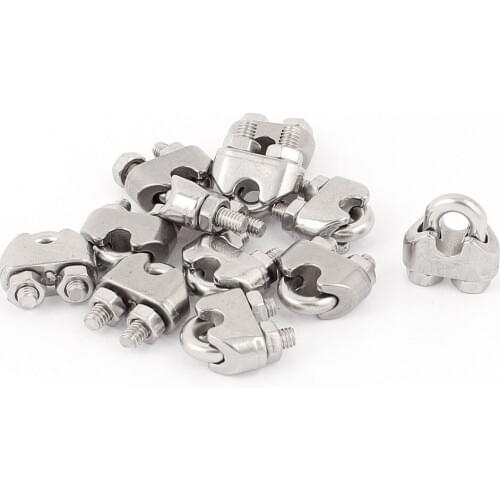 12 Pcs 3mm 1/8" Stainless Steel Wire Rope Cable Clamp Clips Fastener LXM