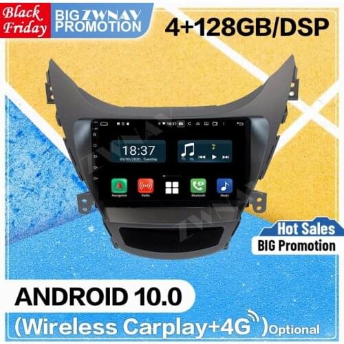 128GB Carplay Android 10.0 screen Car DVD Player for Hyundai Elantra MD 2011 2012 2013 GPS Navi WiFi Auto Radio Stereo Head unit