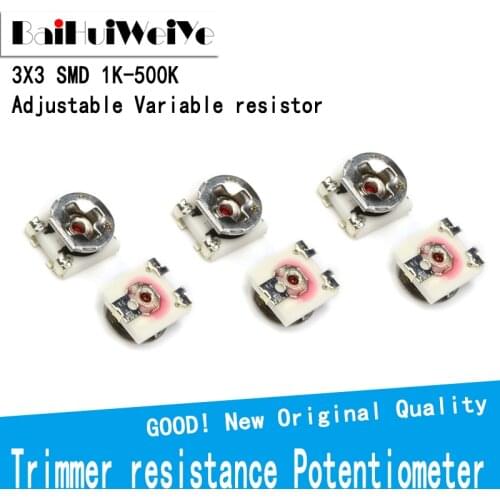 20PCS/LOTE 3*3 Trimmer resistance Potentiometer Trimpot SMD 3X3 Adjustable Variable resistor 1K 2K 5K 10K 20K 50K 100K 200K 500K